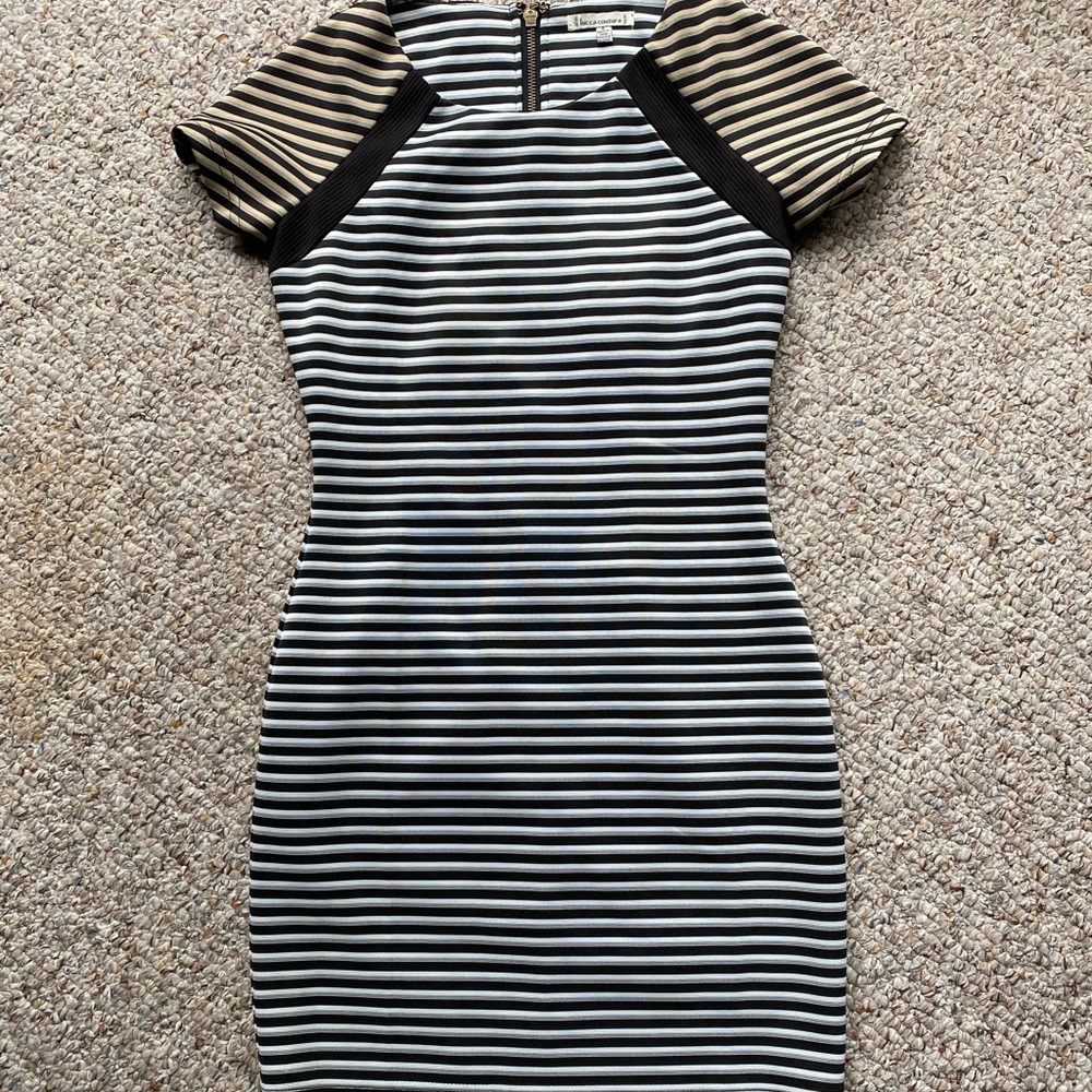 Striped knit bodycon dress